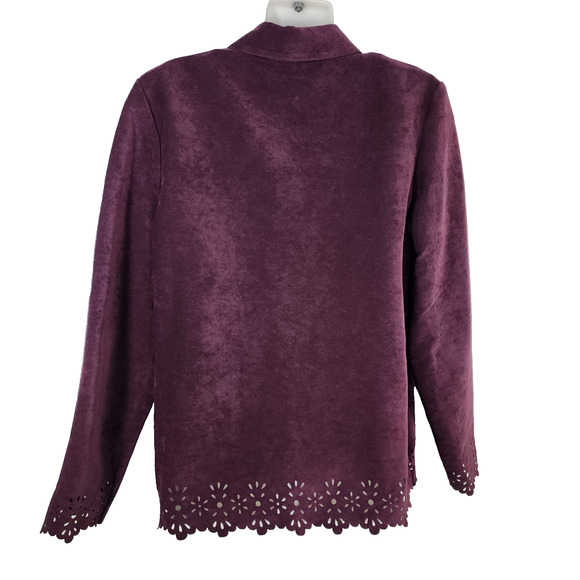 Sag Harbor Bice Shacket Shirt Jacket Sz 10 Faux Suede Collared Button Vtg Eyelet - Picture 2 of 11